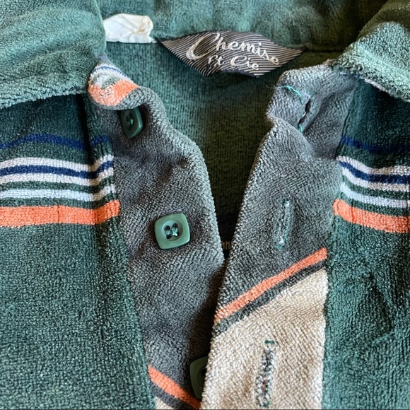 Vintage 70s velour polo longsleeve in retro stripe - Picture 7 of 9